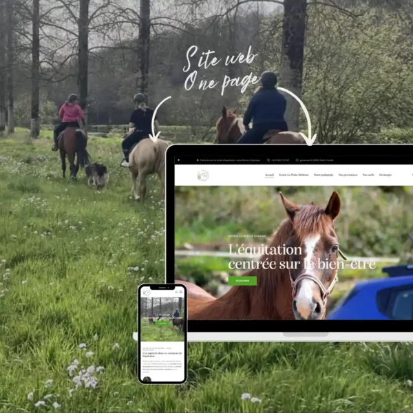 Réalisation du site Web One Page sur Elementor d'une petite école d'équitation positive en Bretagne pour un maximum de visibilité